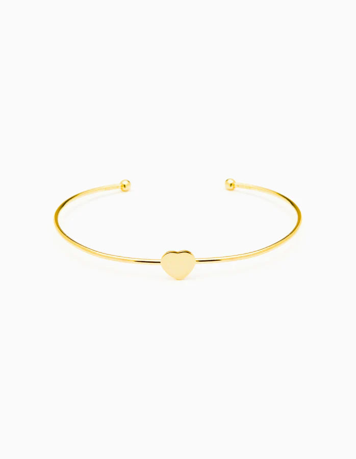 14K Yellow Gold Heart Bangle Bracelet