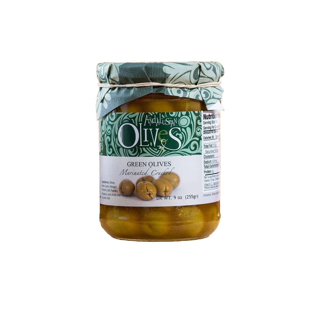 Green Olives Cracked & Marinated 